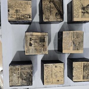 Artistic Wooden Blocks with Vintage Prints